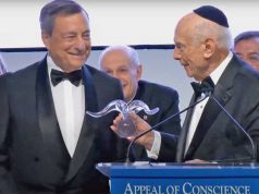 Mario Draghi riceve il premio “Statista dell’anno”, dalla Appeal of Conscience Foundation